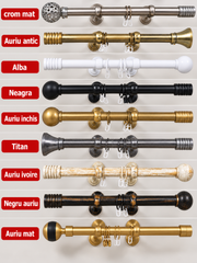 Galerie Metalica Dubla Australia Auriu Antic, Completa cu Accesorii si Prindere in Perete – Bare de 19 mm, Console de 18 cm, Inele cu Carlige Incluse – Ideala pentru Perdele si Draperii, Living si Dormitor