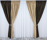 Ideala pentru living si dormitor cu pat sau canapea maro ori crem miere, pereti albi si mobilier lemn natur - Draperie Catifea Bicolora Maro si Crem Miere Blackout 90% - confectionata pe comanda