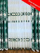 Draperie Elvira din catifea verde cu broderie 3D