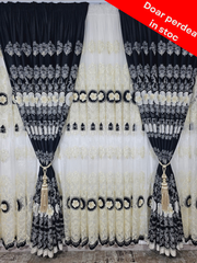 Perdea Victoria din tul cu broderie neagra 3D