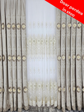 Perdea Nela, model floral cu bordura de catifea