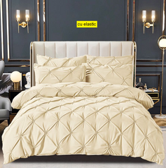 Lenjerie Finet Premium cu Elastic Crem – Pentru Pat cu Saltea 160x200 – Ideala pentru Dormitoare Crem, Bej, Alb