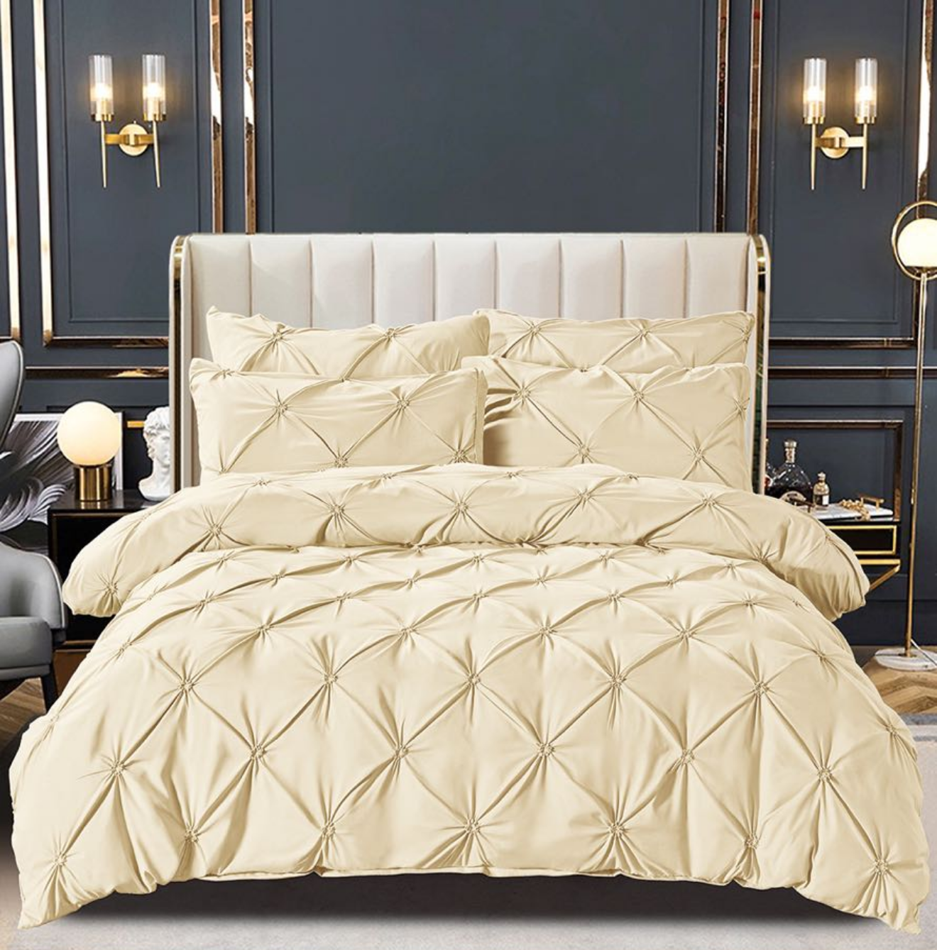 Lenjerie pat dublu,bumbac finet,cu pliuri brodate, crem deschis, cod: J12 - CASABLANCA Lenjerie pat dublu,bumbac finet,cu pliuri brodate, crem deschis, cod: J12 CasaBlanca Bedding 150.00 CASABLANCA CASABLANCA