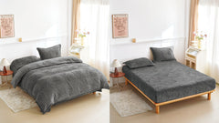 12 Culori la Lenjerie Cocolino Premium cu Fluturasi 3D in Relief, 4 Piese, pentru Pat Dublu cu Saltea 160x200 sau 180x200 cm – Cearceaf Uni cu Elastic, Husa Pilota si 2 Fete de Perna 50x70 cm – Material Moale, Pufos si Cald