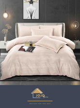 Lenjerie de Pat Dublu Damasc Hotelier cu Cearceaf Elastic, 6 Piese, 180x200+30 cm – Bumbac Damasc Premium pentru Saltele 160x200 și 180x200