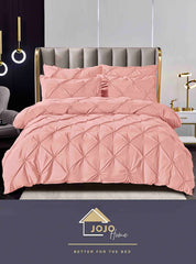 Lenjerie Roz Deschis de Pat Dublu din Bumbac Finet Premium cu Pliuri, 6 Piese, Cearceaf Elastic 180x200+30 cm – Pentru Saltele 160x200 si 180x200 – Ideala pentru Dormitoare Albe, Crem, Grej sau Roz Pastel