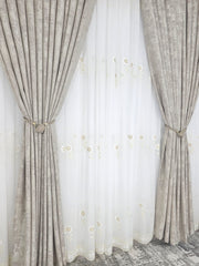 Set Ambra – Perdea din In si Draperie Bej Decorativa – ideal pentru livinguri si dormitoare naturale cu canapele crem, bej, gri deschis sau alb si mobilier lemn natur sau alb – confectionat pe comanda