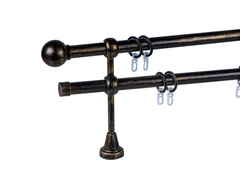 Galerie Metalica Dubla Australia Negru-Auriu, Completa cu Accesorii si Prindere in Perete – Bare de 19 mm, Console de 18 cm, Inele cu Carlige Incluse – Ideala pentru Perdele si Draperii, Living si Dormitor