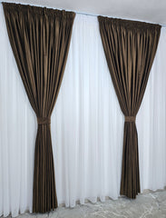 Draperie din Catifea Maro Blackout 80% – Draperie eleganta pentru living si dormitor in nuante alb, crem, bej, maro si lemn natur, confectionata pe comanda