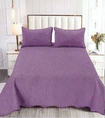 Set Cuvertura Pat din Catifea Mov 220x240 + 2 fete perna CS14