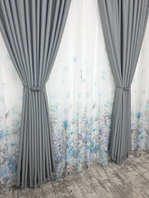 Set Argint Nordic Black Friday: Perdea Din Voal Cu Model Floral Si Draperie Gri Blackout 90%
