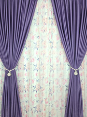 Set Gratiela: Perdea din Voal cu Model Floral si Draperie Soft Mov Semi-Opaca – Potrivit cu Pat sau Canapea Mov, Gri, Crem ori Bej, Pereti Albi si Mobilier Alb, Crem sau Gri – Confectionat pe Comanda