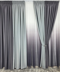Draperie Leo gri deschis cu gri inchis blackout 98%(fara perdea)