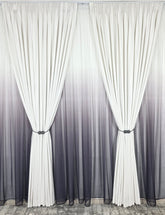 Set Luna: perdea bamboo degrade gri mov si draperie catifea alba