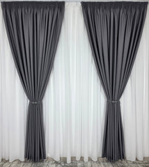 Draperie simpla gri inchis blackout 98%