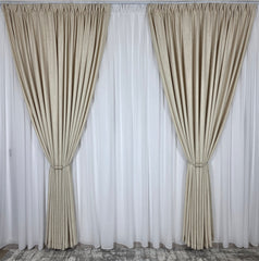 Draperie Usoara Lucy Crem Blackout 60% – ideala pentru interrioare luminoase, confectionata pe comanda