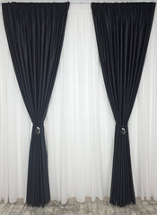 Set pentru Livinguri Moderne cu Canapele Gri, Mobilier Alb sau Accente Negre - Perdea Voal Premium si Draperie Catifea Negru - Confectionat pe Comanda