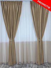 Set Marigold: perdea in doua culori alb-capucino tip borangic si draperie catifea crem-miere