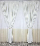 Set Blanca: perdea in doua culori alb-crem tip borangic si draperie blackout alb