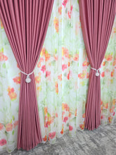 Set Petale Roz Black Friday: Perdea Din Voal Cu Model Floral Si Draperie Soft Roz Semi-Opaca
