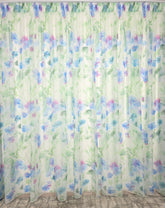 Perdea Elena din voal cu flori colorate combinatie verde mov albastru