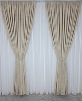 Set Los Angeles Crem: Perdea alba simpla si Draperie tip nisip