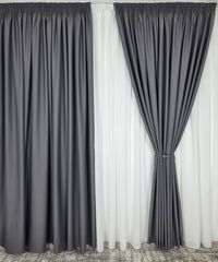 Draperie simpla gri inchis blackout 98%