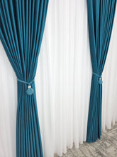 Set Giorgio: Perdea Voal Premium Si Draperie Catifea Turcoaz