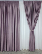 Set Perdea Voal Alb si Draperie Catifea Roz Pudra– Ideal pentru Livinguri si Dormitoare in nuante de alb, roz,crem sau gri – Confectionat pe Comanda Casablanca Magazin