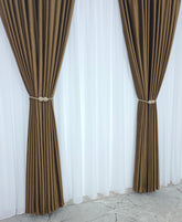 Set Diva: Perdea Voal Alb Si Draperie Catifea Maro-Capucino