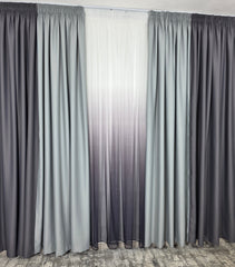 Draperie Leo gri deschis cu gri inchis blackout 98%