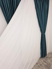 Set Amalfi: Perdea Voal Premium Si Draperie Catifea Verde-Turcoaz