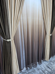 Draperie Catifea Maro Miere Blackout 90% Bicolor pentru Living si Dormitor cu Mobilier Crem si Lemn Natur, Confectionata la Comanda Casablanca Magazin