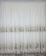Perdea Idalis crem cu broderie bej cu sidef din material plin ca textura tip in - ultimii 8 metrii !
