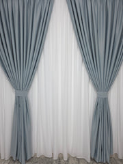 Draperie simpla gri blackout 80% se potriveste in living modern si dormitor in culori albe,crem sau gri