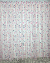 Perdea Inna din voal model floral combinatie roz cu gri