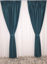 Set Amalfi: Perdea Voal Premium Si Draperie Catifea Verde-Turcoaz