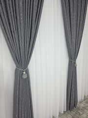 Draperie Los Angeles gri inchis texturată cu aspect de nisip