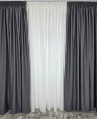 Draperie simpla gri inchis blackout 98%