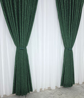 Set Los Angeles Verde Smarald: Perdea alba simpla si Draperie tip nisip