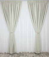 Colectia Blackout: Perdea Matase Alba Si Draperie Ivoire Blackout 80%