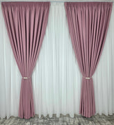 Colectia Blackout: Perdea Matase Alba Si Draperie Roz Blackout 80%