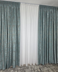 Draperie Venti turcoaz texturată cu aspect de vopsea decorativă