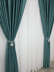 Draperie Rolex Catifea Verde Turcoaz cu Sclipici Auriu – Draperie eleganta pentru living si dormitor, confectionata pe comanda, ideala pentru canapele crem, mobilier gri sau alb si accente aurii