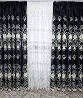 Draperie Catifea Neagra cu Broderie 3D Eleganta Blackout 80-95% pentru Living si Dormitor in Tonuri Gri si Negru, Confectionata la Comanda Casablanca Magazin