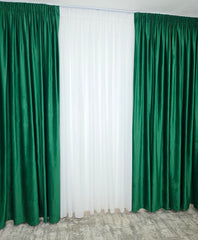 Draperie catifea verde smarald - Perfecta pentru living si dormitor, confectionata pe comanda
