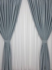 Draperie simpla gri blackout 80% se potriveste in living modern si dormitor in culori albe,crem sau gri