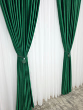 Set Breva: Perdea Albă Din Voal Si Draperie Catifea Verde Smarald