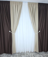 Draperie Leo crem-maro blackout 90%