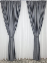 Set Cenusa: Perdea Albă Simpla Din Voal Si Draperie Catifea Gri Mediu Blackout 90%